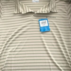Columbia Beige and green Striped Polo